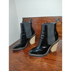 Aldo Black Ankle Boots US 9 Comfortable Patent Black Leather